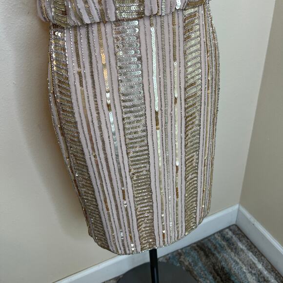 Aidan Mattox Rose Gold Short Sequin Evening Dress 4 - Picture 3 of 12